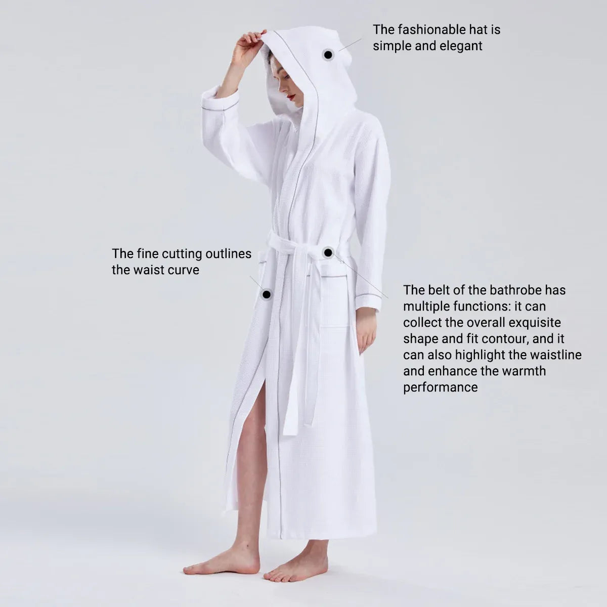 Hotel Bathrobe Waffle Hooded Robe Soft Absorbent for Men and Women Unisex Towels
