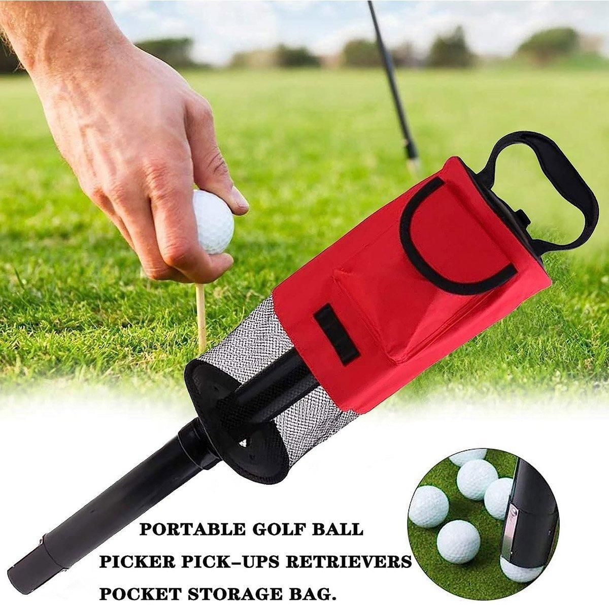 Golf Mesh Ball Pickup Tube Golf Accessories Portable Golf Ball Retriever Tool - Black