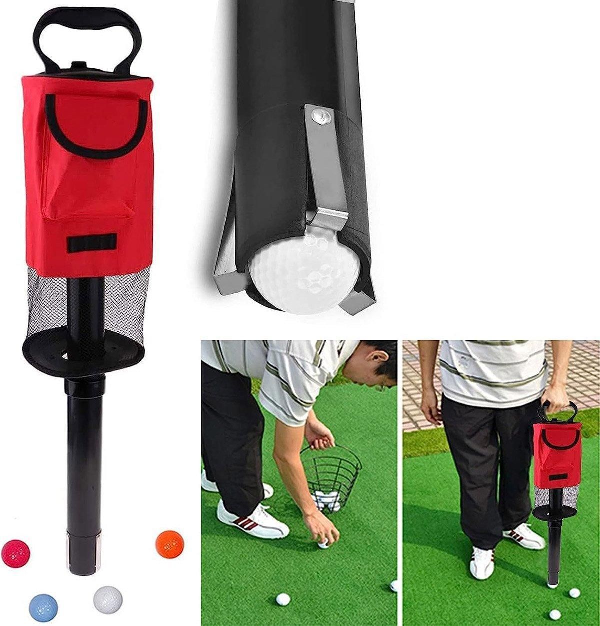 Golf Mesh Ball Pickup Tube Golf Accessories Portable Golf Ball Retriever Tool - Black
