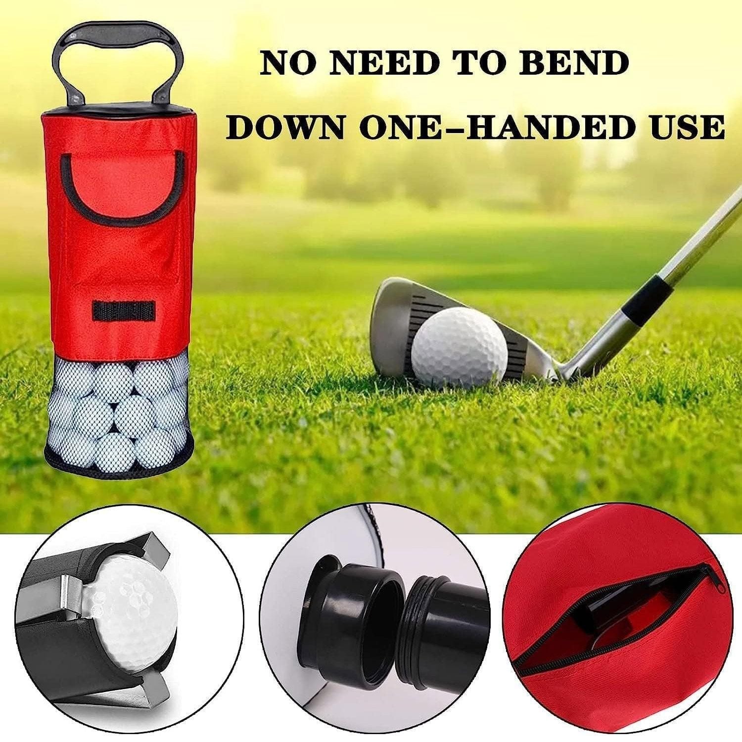 Golf Mesh Ball Pickup Tube Golf Accessories Portable Golf Ball Retriever Tool - Black