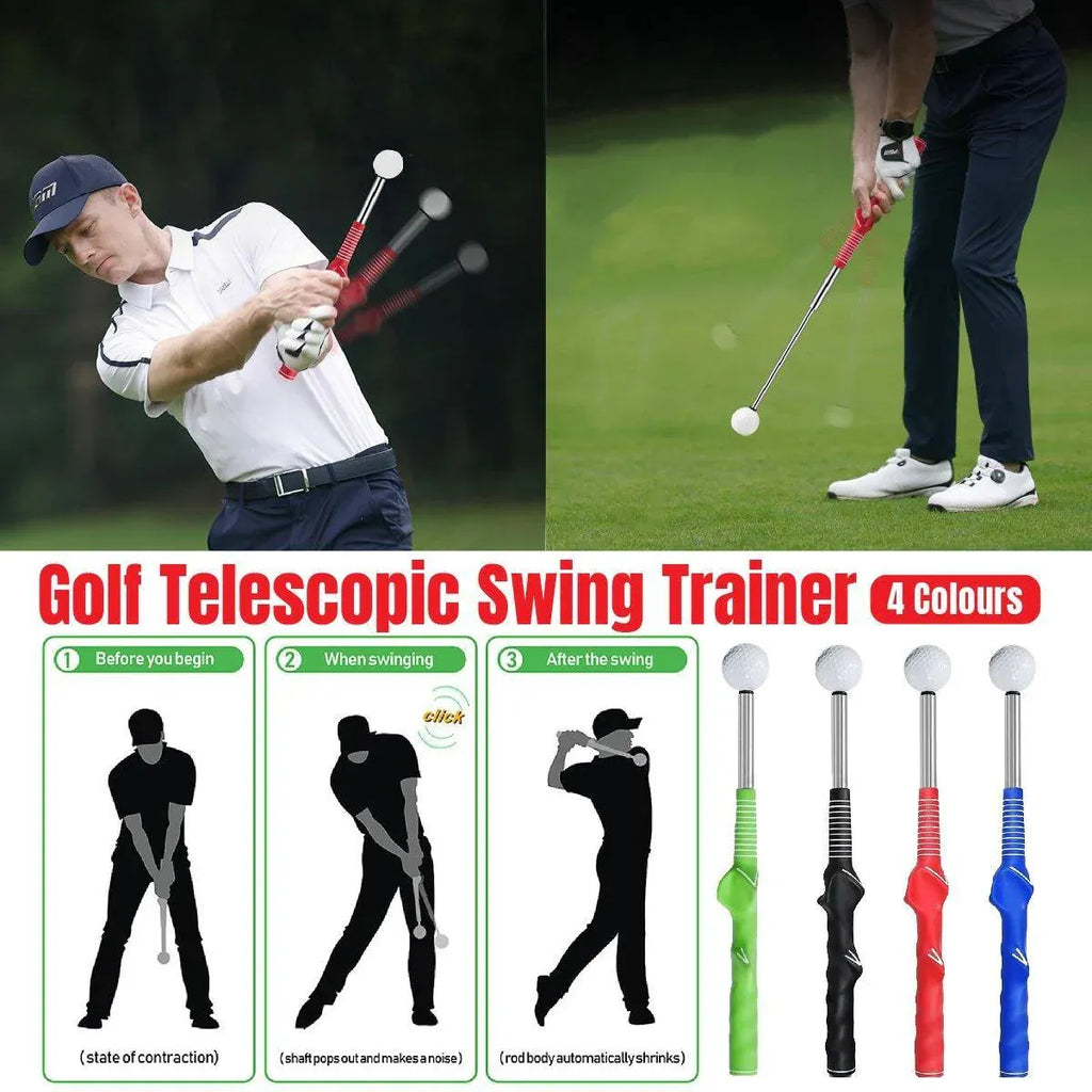 Golf Swing Training Aid Telescopic Impact Sound Stick Exercise Tool for Practice - Blue