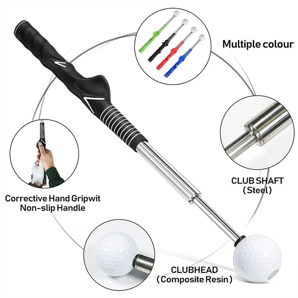 Golf Swing Training Aid Telescopic Impact Sound Stick Exercise Tool for Practice - Red