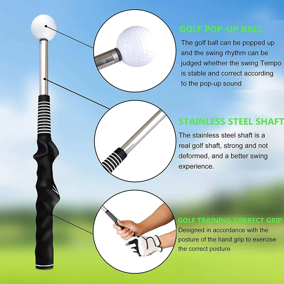 Golf Swing Training Aid Telescopic Impact Sound Stick Exercise Tool for Practice - Red