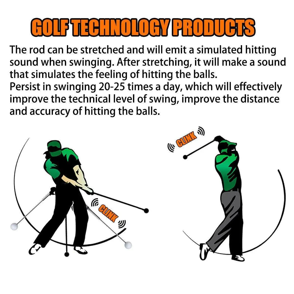 Golf Swing Training Aid Telescopic Impact Sound Stick Exercise Tool for Practice - Red