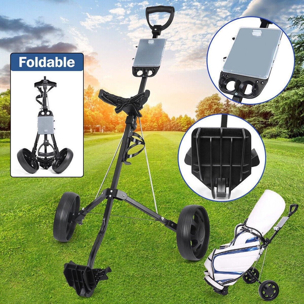 Foldable Aluminum Golf Push Pull Trolley Cart Lightweight Buggy for Easy Transport