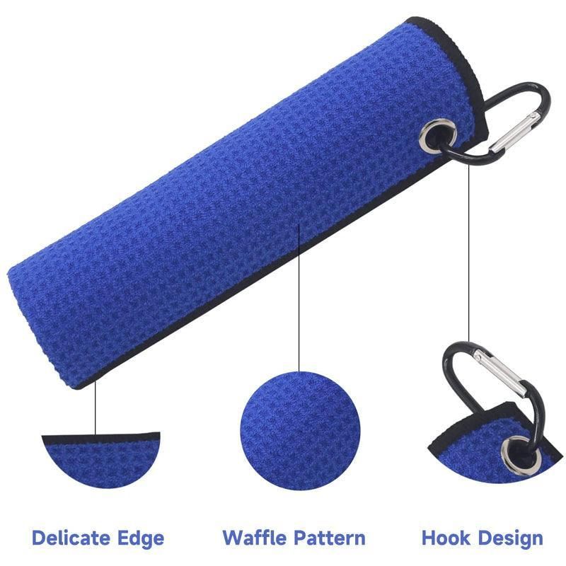 Golf Towel Waffle Cotton Sports Cleaning Cloth with Carabiner Clip