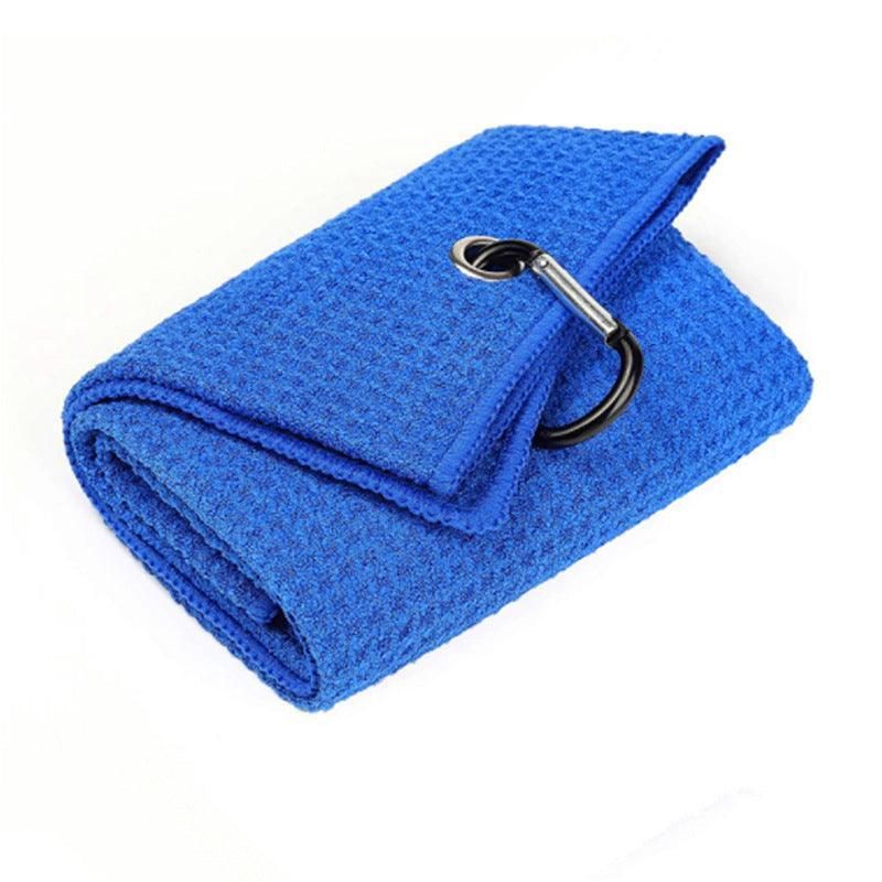 Golf Towel Waffle Cotton Sports Cleaning Cloth with Carabiner Clip 40x60cm - Blue