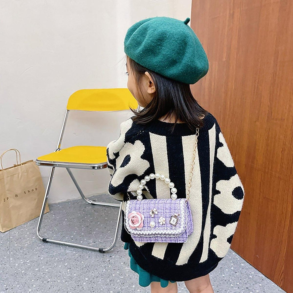 Girls Small Square Princess Handbag Chain Shoulder Bag Messenger Bag - Green
