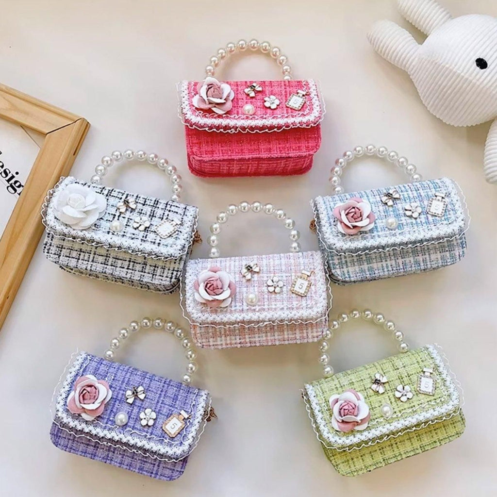 Girls Small Square Princess Handbag Chain Shoulder Bag Messenger Bag - Green