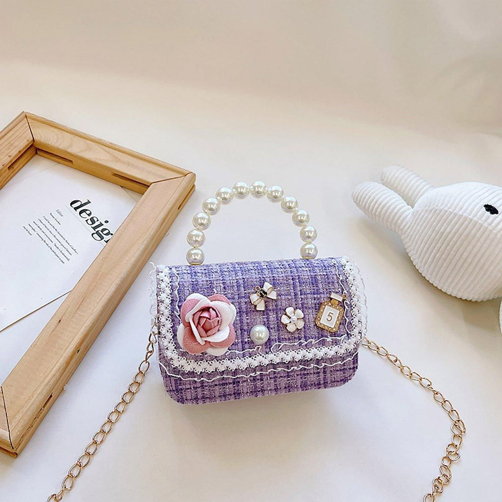 Girls Small Square Princess Handbag Chain Shoulder Bag Messenger Bag - Green