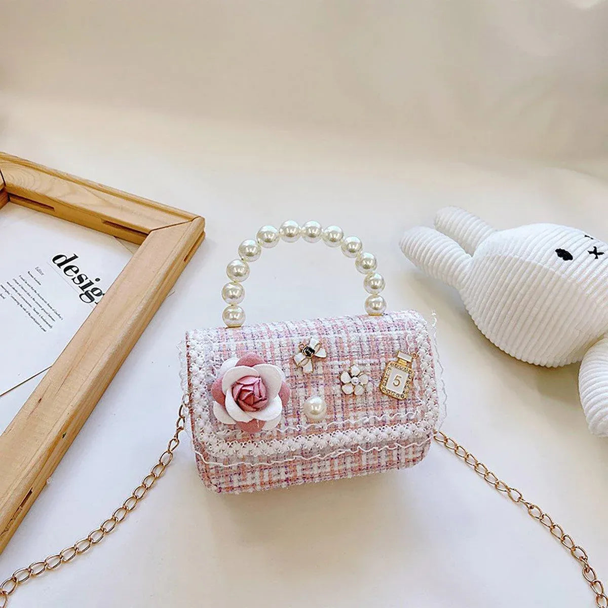 Girls Small Square Princess Handbag Chain Shoulder Bag Messenger Bag - Green