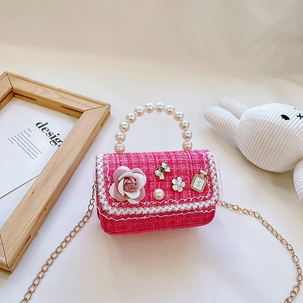 Girls Small Square Princess Handbag Chain Shoulder Bag Messenger Bag - Green