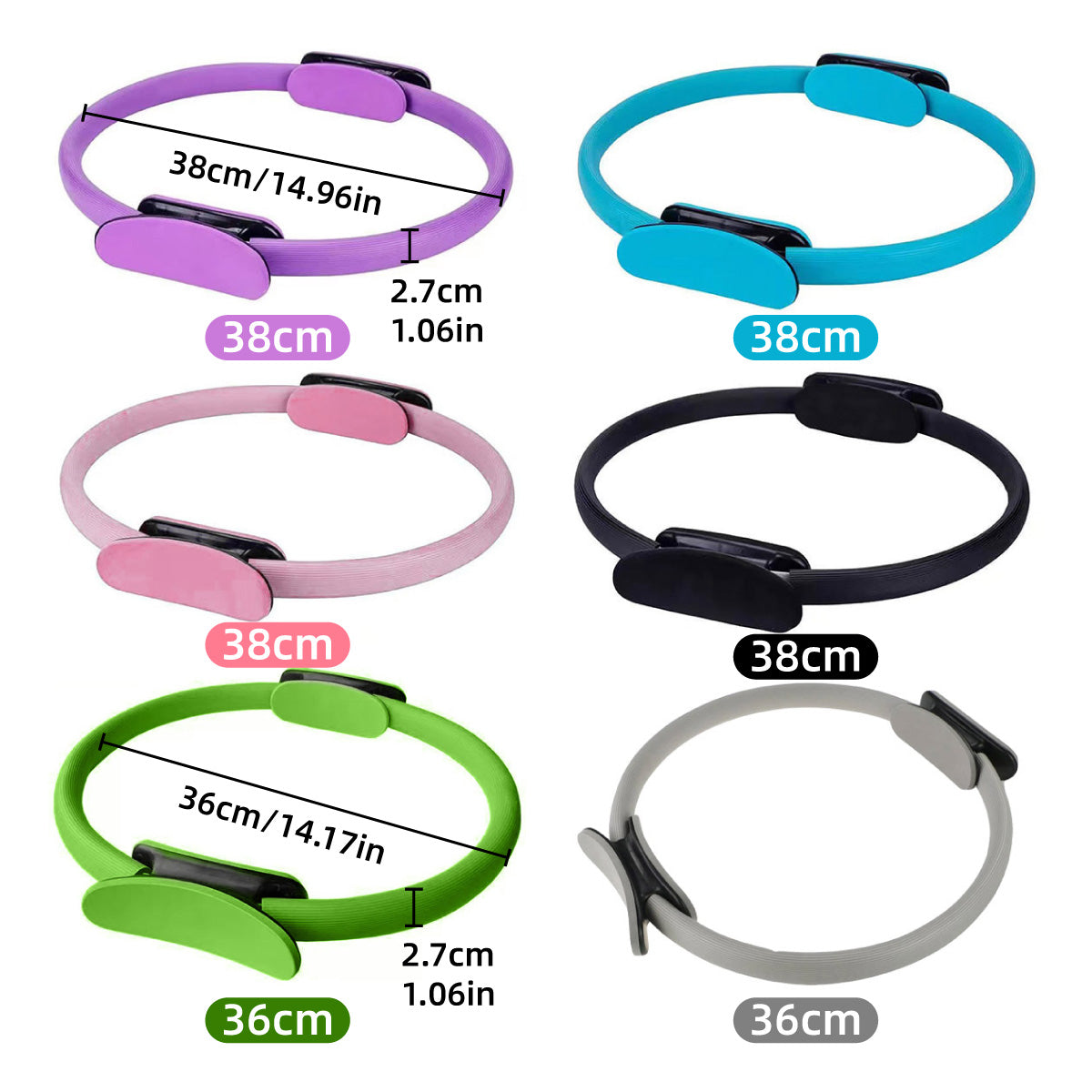6 Colours Pilates Yoga Ring Magic Circle Fitness Equipment for Toning Slim Legs - Grey
