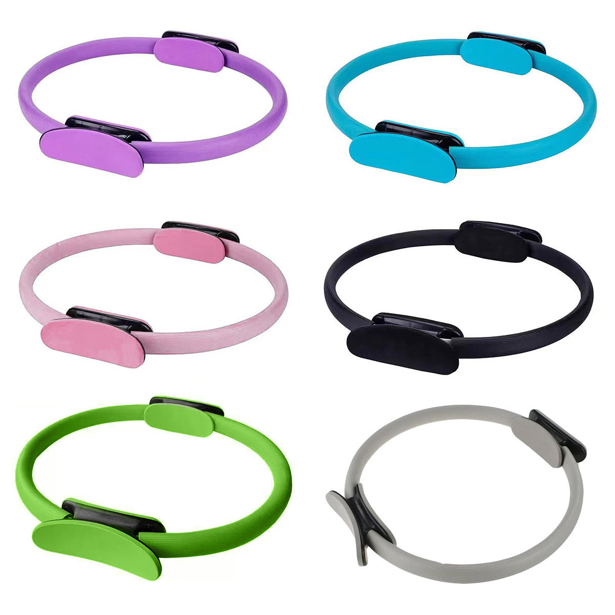 6 Colours Pilates Yoga Ring Magic Circle Fitness Equipment for Toning Slim Legs - Black
