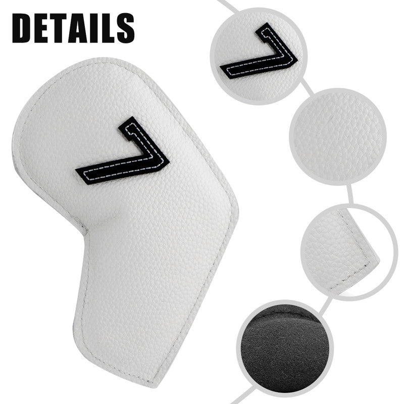 Colorful Golf Iron Head Covers Set of 10 - Waterproof PU Leather Club Protectors with Embroidered Numbers (3-9, P, A, S)