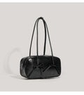 Black Chic PU Leather Baguette Shoulder Bag - Elegant Bow Accent Underarm Handbag for Women