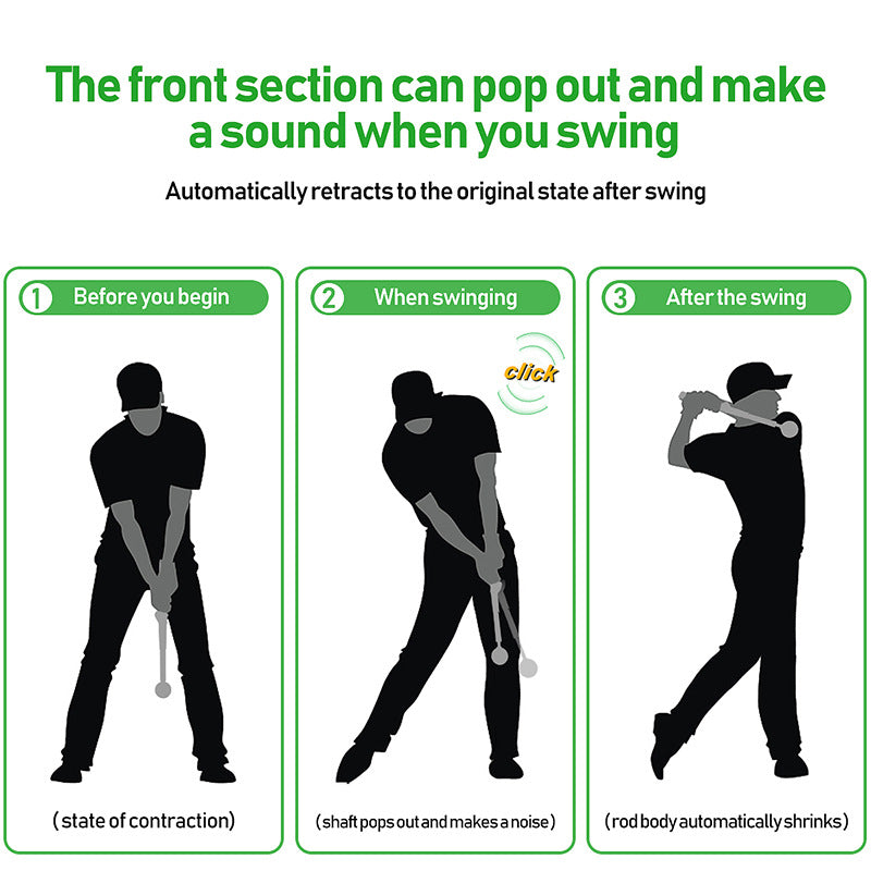 Dark Blue Pro Golf Swing Trainer - Extendable with Audible Click & Corrective Grip Aid