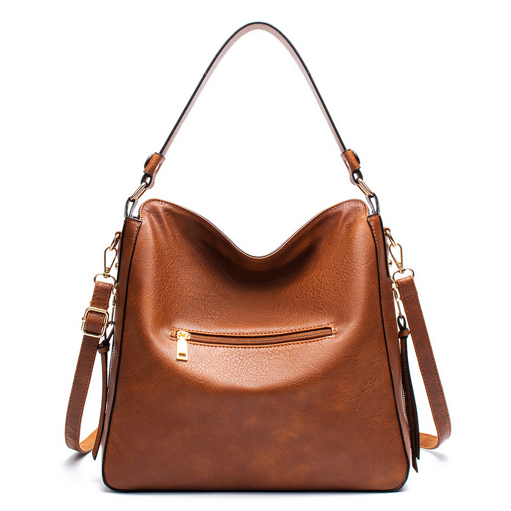 Brown Womens Soft PU Leather Hobo Bag - Large Casual Tote Handbag with Adjustable Crossbody Strap