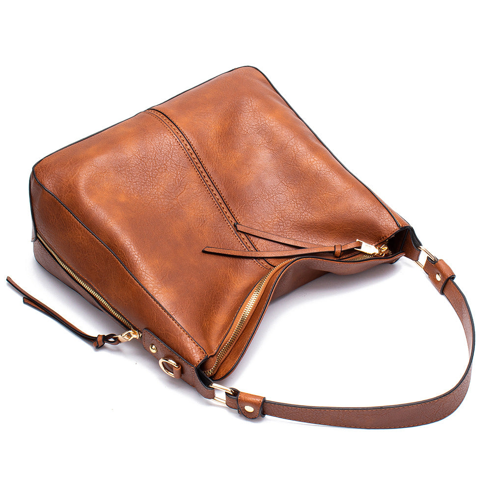 Black Womens Soft PU Leather Hobo Bag - Large Casual Tote Handbag with Adjustable Crossbody Strap