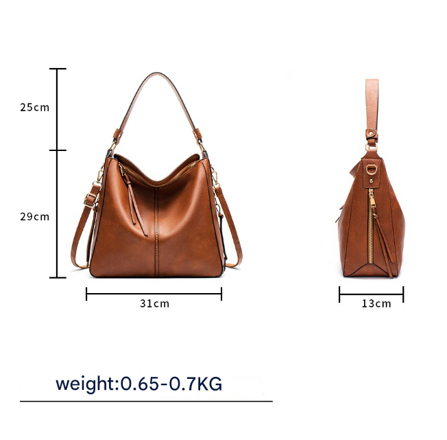 Red Womens Soft PU Leather Hobo Bag - Large Casual Tote Handbag with Adjustable Crossbody Strap