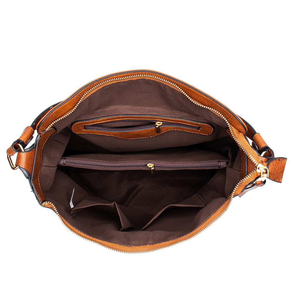 Red Womens Soft PU Leather Hobo Bag - Large Casual Tote Handbag with Adjustable Crossbody Strap