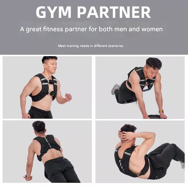 Black Gym Partner Weighted Vest - Adjustable & Reflective for Running, Training & Strength Building(10KG)