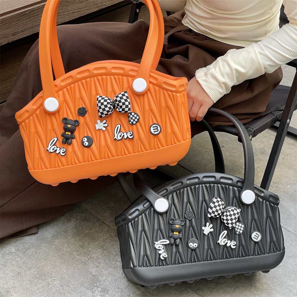 Stylish Handbag - Spacious with Decorative Elements(Orange)