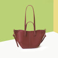 Red Chic Minimalist PU Leather Tote Bag - Women's Versatile Shoulder Handbag with Contrast Stitching