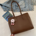 Brown Chic Large Capacity Tote Bag - PU Leather Commuter Shoulder Handbag for Women