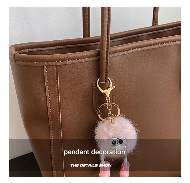 Beige and Brown Chic Large Capacity Tote Bag - PU Leather Commuter Shoulder Handbag for Women