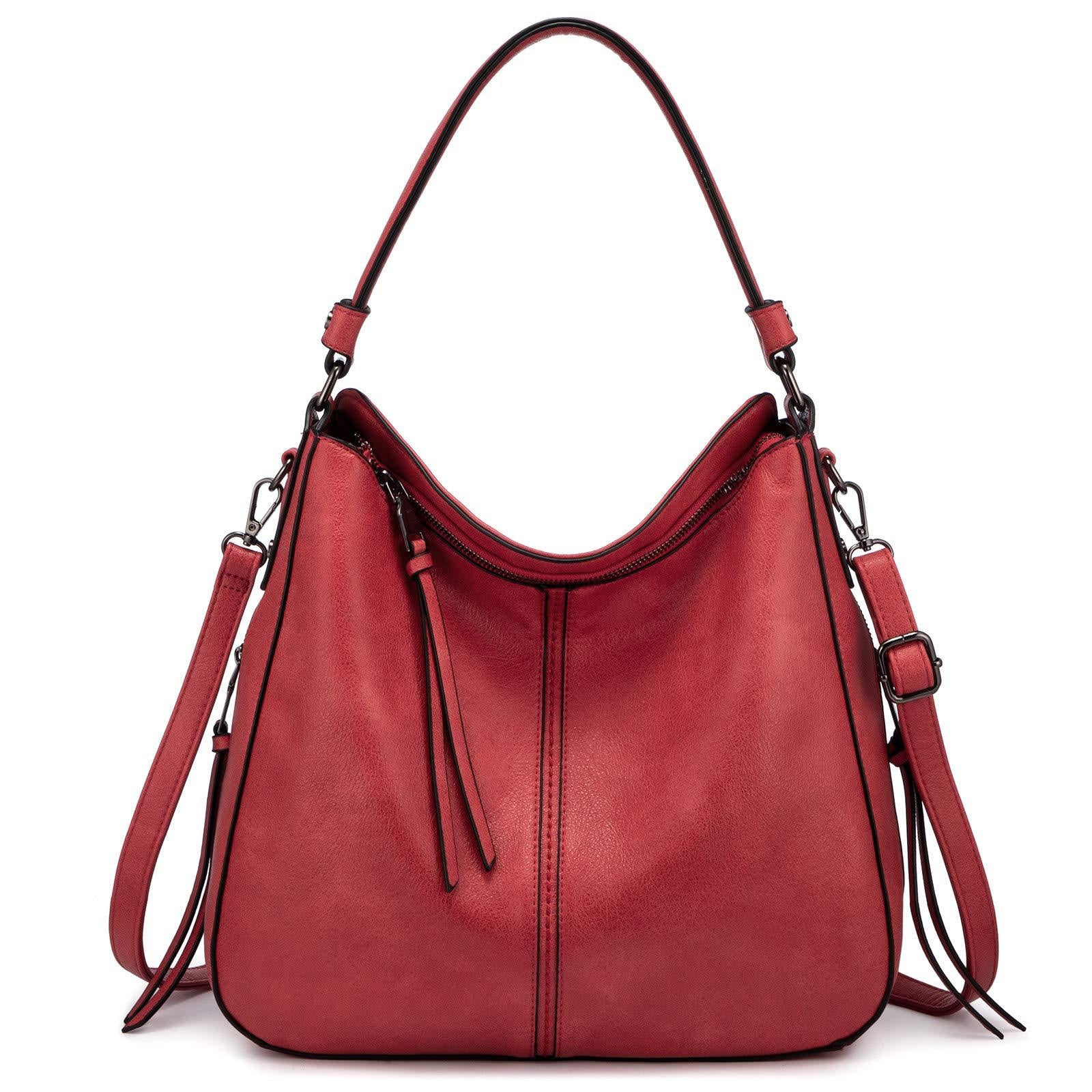 Red Foreign Trade Fashion Large Capacity Handbag - European & American Casual Crossbody Bag, Solid Color Zipper Women's Shoulder Bag