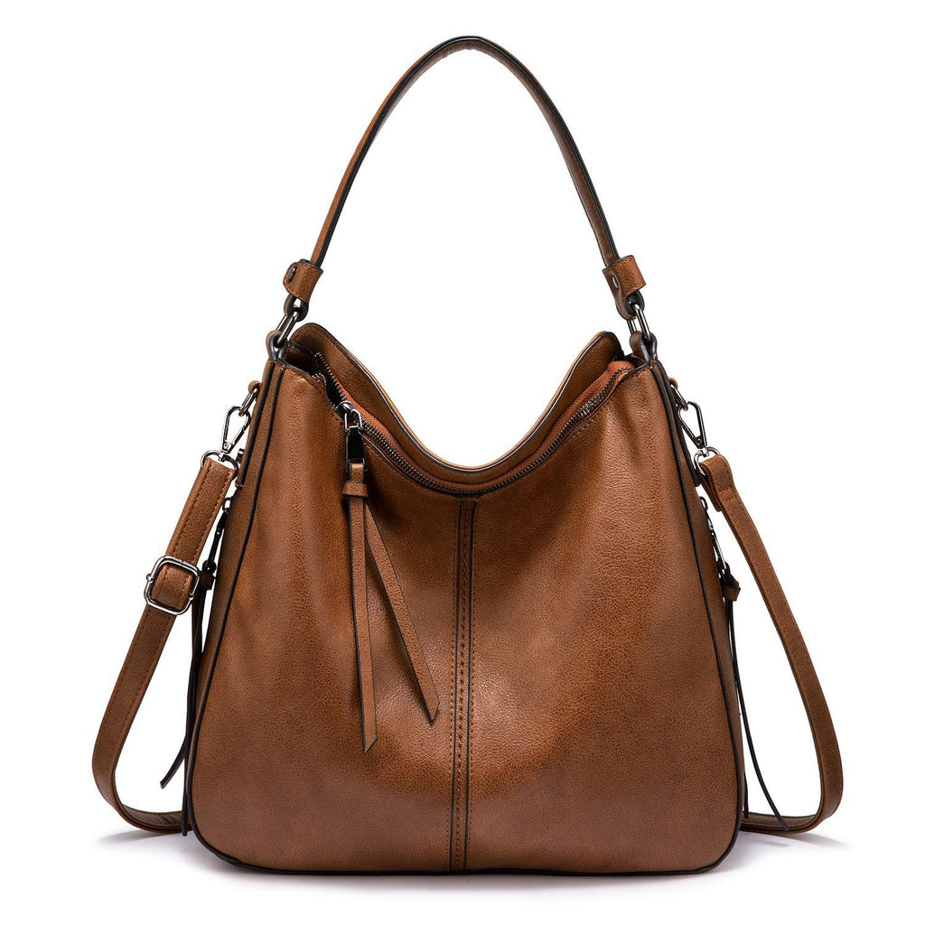 Brown Fashion Large Capacity Handbag - European & American Casual Crossbody Bag, Solid Color Zipper Women's Shoulder Bag