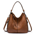 Brown Fashion Large Capacity Handbag - European & American Casual Crossbody Bag, Solid Color Zipper Women's Shoulder Bag