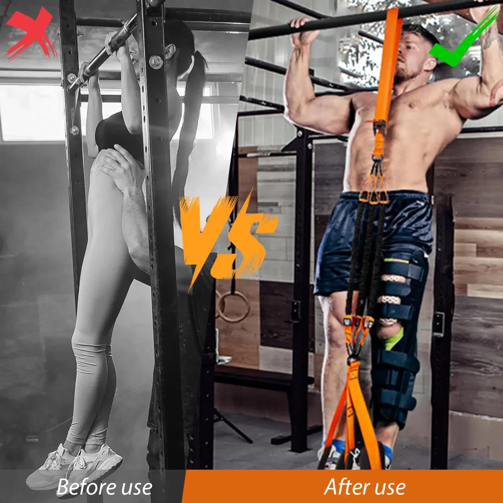 Black (150lb)Heavy Duty Pull-Up Assist Strap System With Foam Handles - Adjustable Resistance Trainer for Pull-Ups and Home Gym Workouts