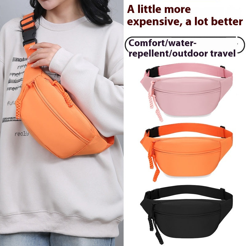 White Women's Fashion Crossbody Sling Bag Large Capacity Casual Shoulder Bag Waterproof Nylon Waist Pack for Travel Sports