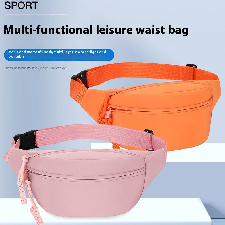 Black Women's Fashion Crossbody Sling Bag Large Capacity Casual Shoulder Bag Waterproof Nylon Waist Pack for Travel Sports