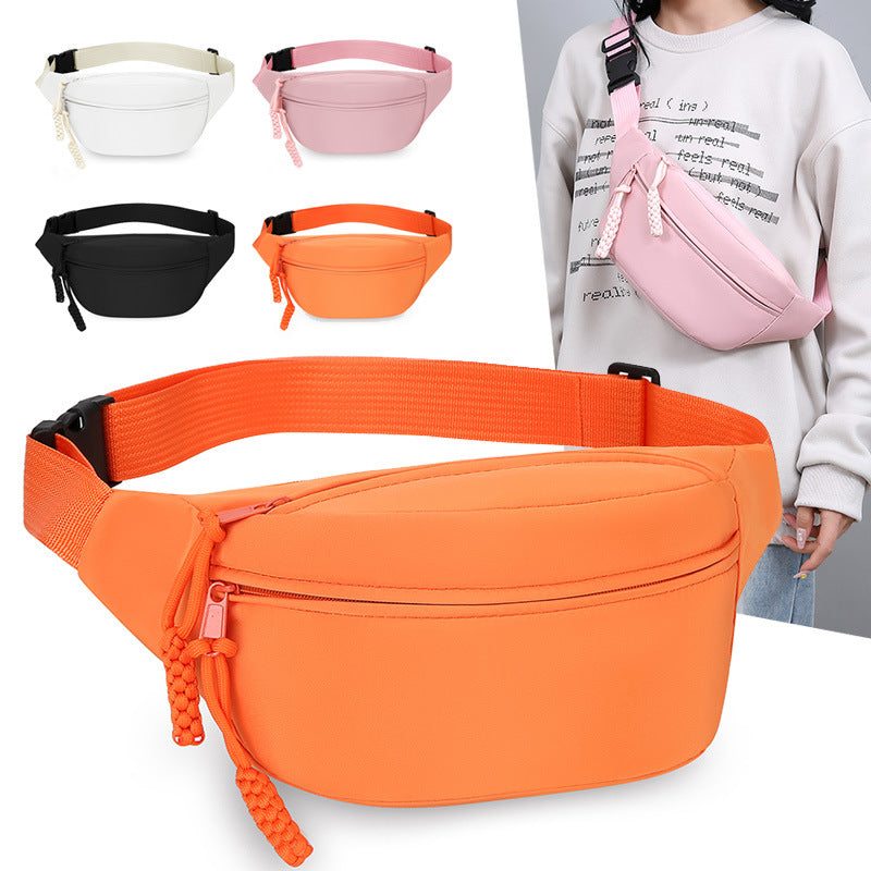 Orange Women's Fashion Crossbody Sling Bag Large Capacity Casual Shoulder Bag Waterproof Nylon Waist Pack for Travel Sports