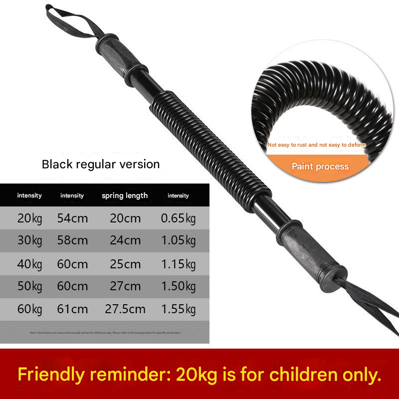 Black Power Twister Bar Upper Body Workout Equipment Chest Expander Arm Strengthener Spring Exerciser for Men Home Gym(40kg)