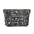 Green leopard print Puffer Makeup Bag Quilted Pouch Cosmetic Organizer Bag Soft Nylon Travel Toiletry Bag Zipper Handbag for Women