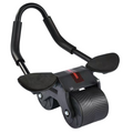 Black Multifunctional Abdominal Roller with Automatic Rebound - Core Strength Trainer with Extra-Wide Double Wheels and Kneeling Mat for Home Gym