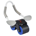 Blue Multifunctional Abdominal Roller with Automatic Rebound - Core Strength Trainer with Extra-Wide Double Wheels and Kneeling Mat for Home Gym