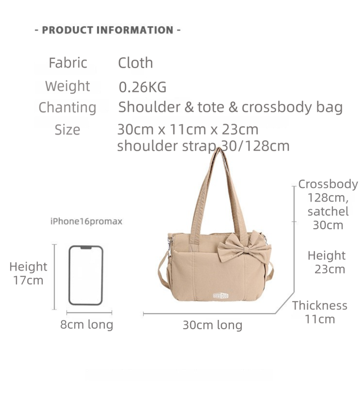 Black Puffy Quilted Nylon Hobo & Crossbody Bag with Cute Bowknot - Trendy Large-Capacity Handbag with Multiple Compartments