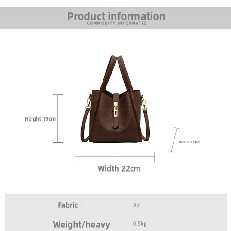 Coffee color Retro 2-Piece Women's Bucket Bag Set with Removable Inner Pouch PU Leather Crossbody Handbag and Fashionable Tote for Australian Everyday Use