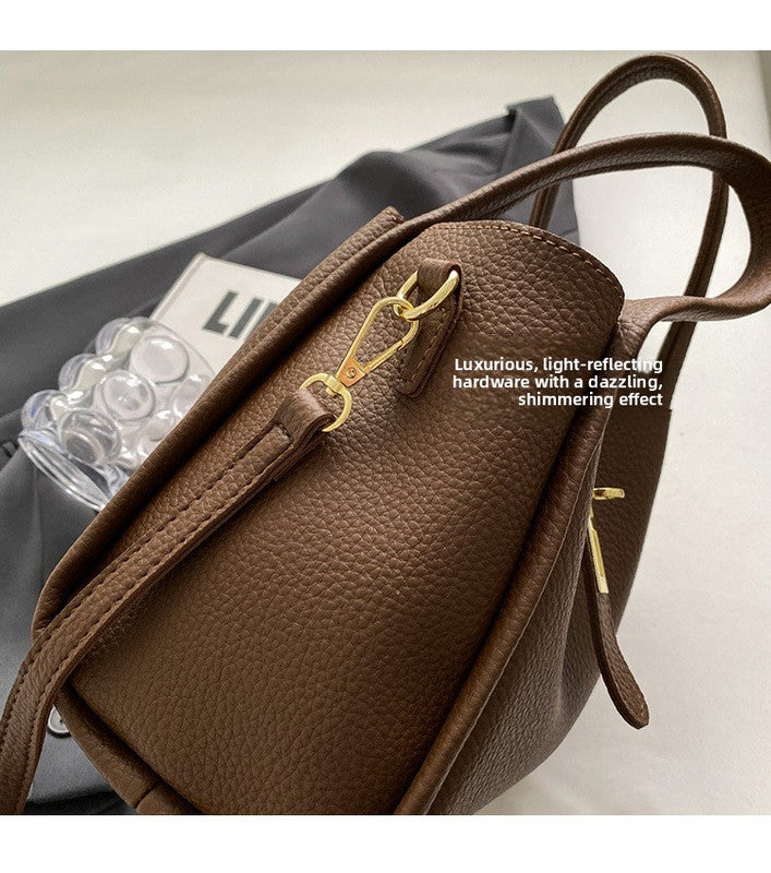 Brown Retro 2-Piece Women's Bucket Bag Set with Removable Inner Pouch PU Leather Crossbody Handbag and Fashionable Tote for Australian Everyday Use