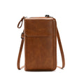 Brown Women's PU Leather Crossbody Phone Bag with Adjustable Shoulder Strap and Large Capacity Wallet for Daily Travel Stylish and Organized Local Fashion Fit