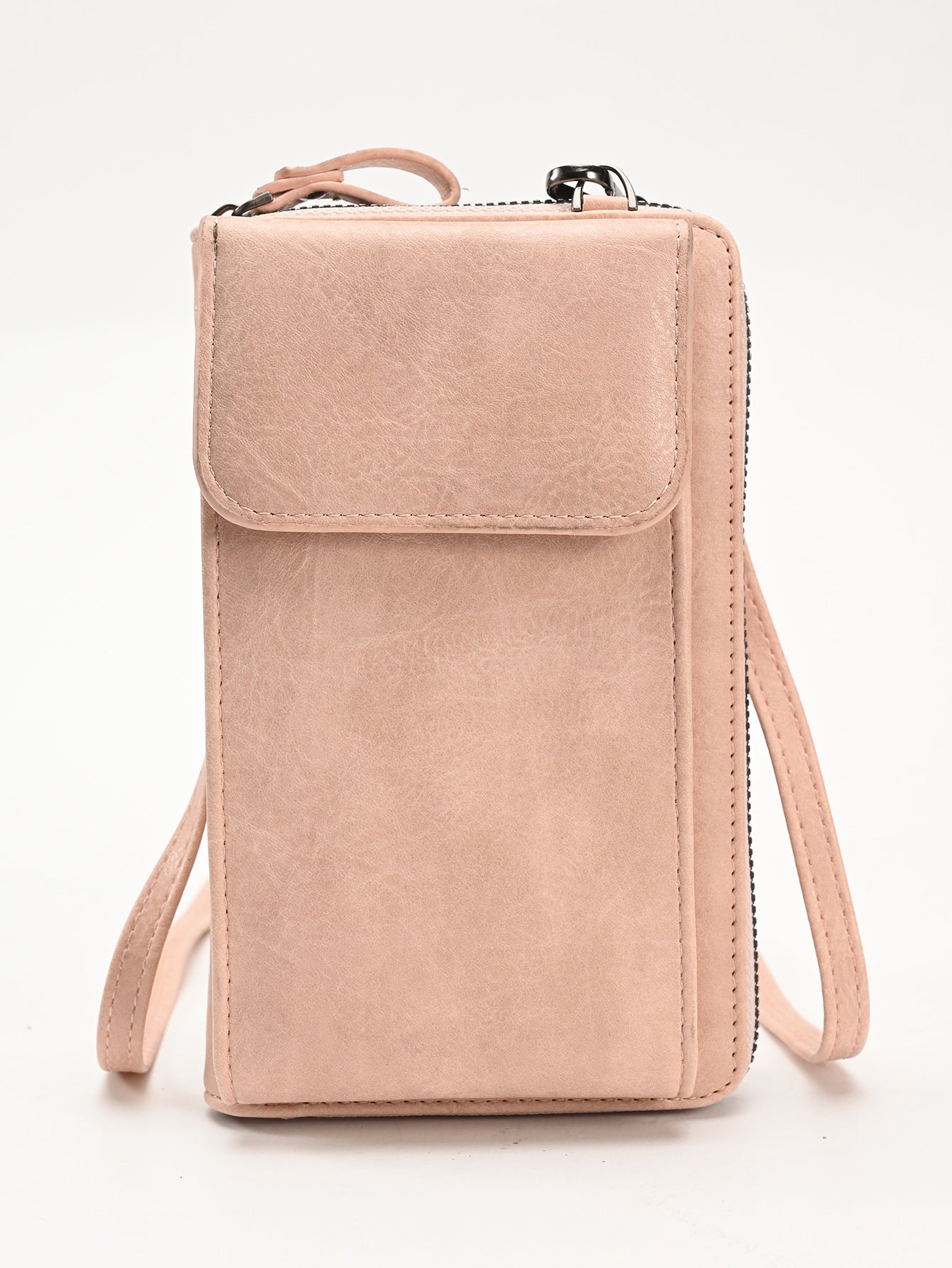 Pink Women's PU Leather Crossbody Phone Bag with Adjustable Shoulder Strap and Large Capacity Wallet for Daily Travel Stylish and Organized Local Fashion Fit