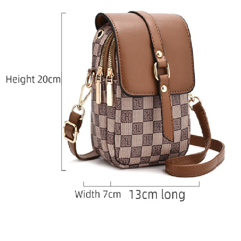 Beige and terracotta Women's Mini Crossbody Phone Bag Compact PU Leather with Multiple Pockets and Headphone Port for Daily Travel Stylish Hands-Free Storage for Local Fashion