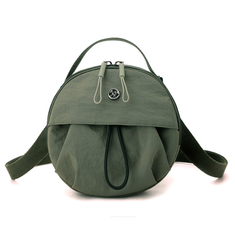Dark green Fashionable Round Crossbody Bag with Water-Resistant Nylon and Multi-Pocket Design for Daily Travel Lightweight Hands-Free Storage Solution for Local Professionals
