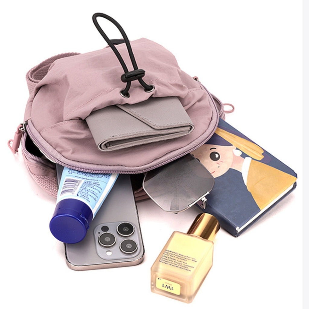 Lemon Yellow Fashionable Round Crossbody Bag with Water-Resistant Nylon and Multi-Pocket Design for Daily Travel Lightweight Hands-Free Storage Solution for Local Professionals