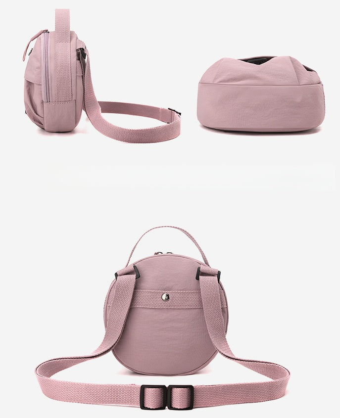 Yellow Fashionable Round Crossbody Bag with Water-Resistant Nylon and Multi-Pocket Design for Daily Travel Lightweight Hands-Free Storage Solution for Local Professionals